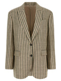 Zweifarbiger Leinenblazer