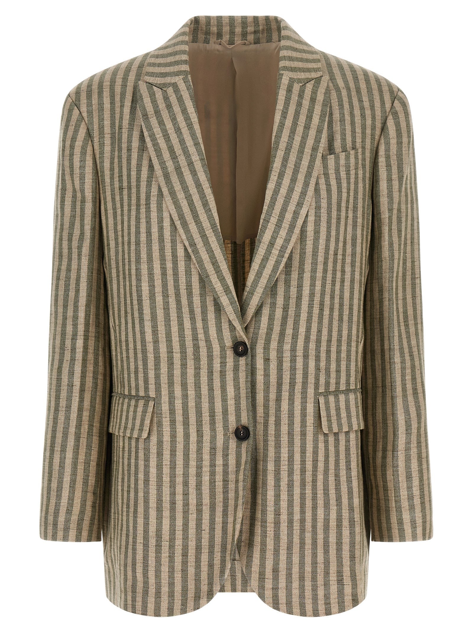 Zweifarbiger Leinenblazer
