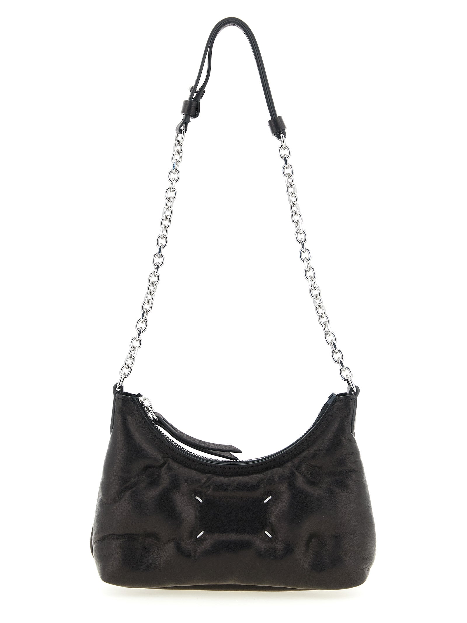 Schwarze Umhängetasche aus Lammleder