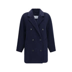 Blaue Jacke aus Wolle Oves Aries in voller Länge Max Mara