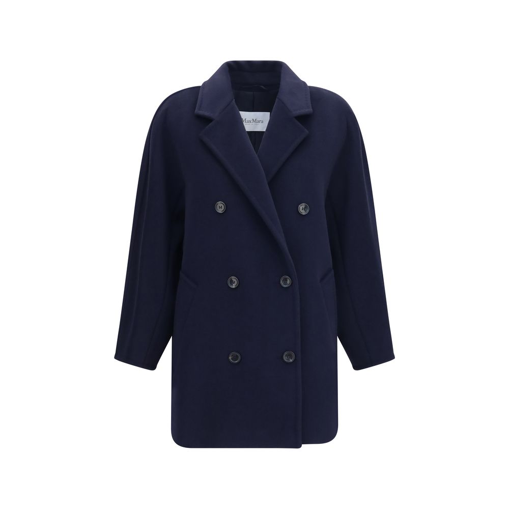 Blaue Jacke aus Wolle Oves Aries in voller Länge Max Mara