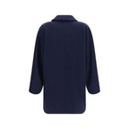 Blaue Jacke aus Wolle Oves Aries in voller Länge Max Mara