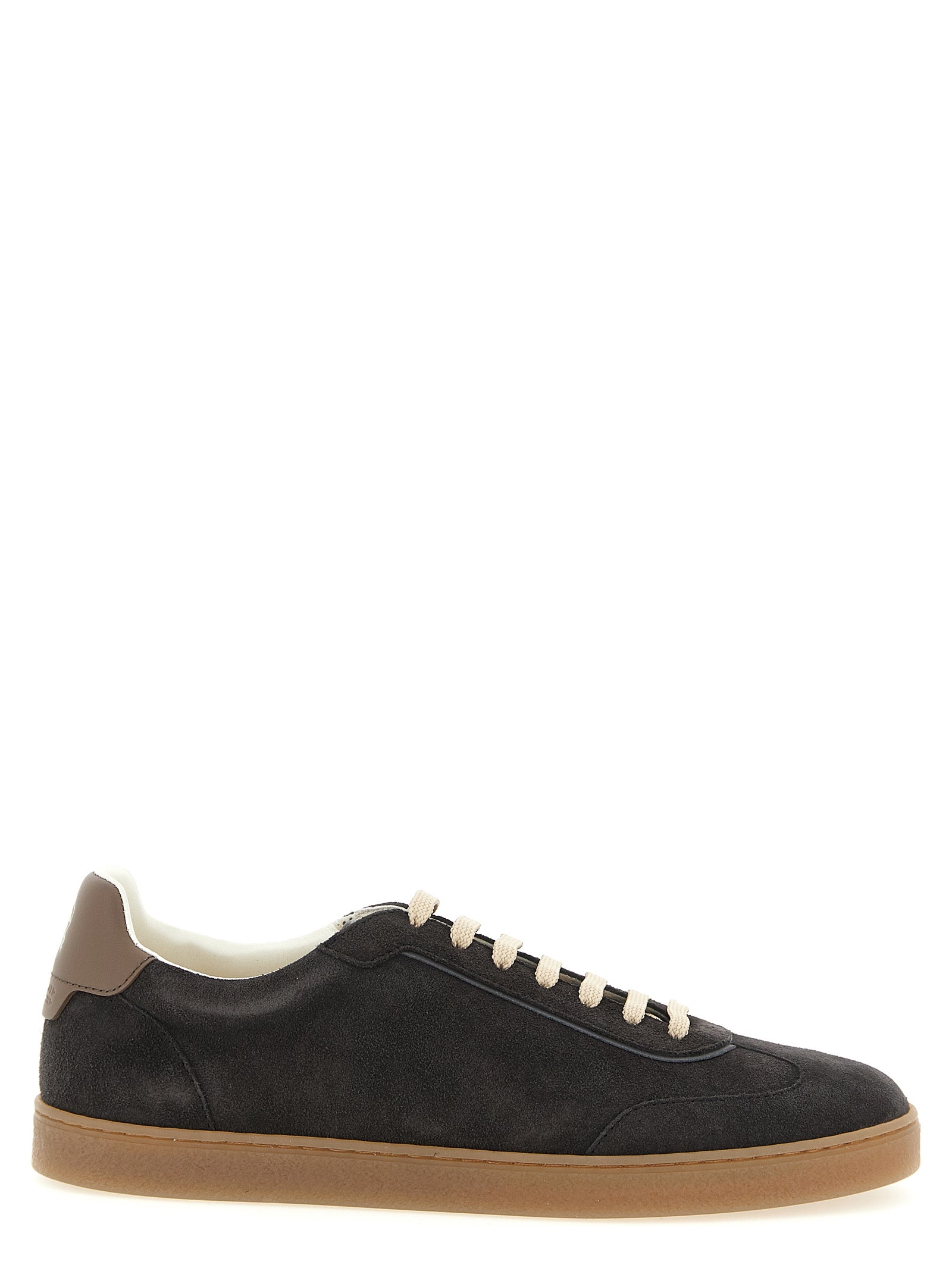 Graue Kalbsleder Low-Top-Sneaker