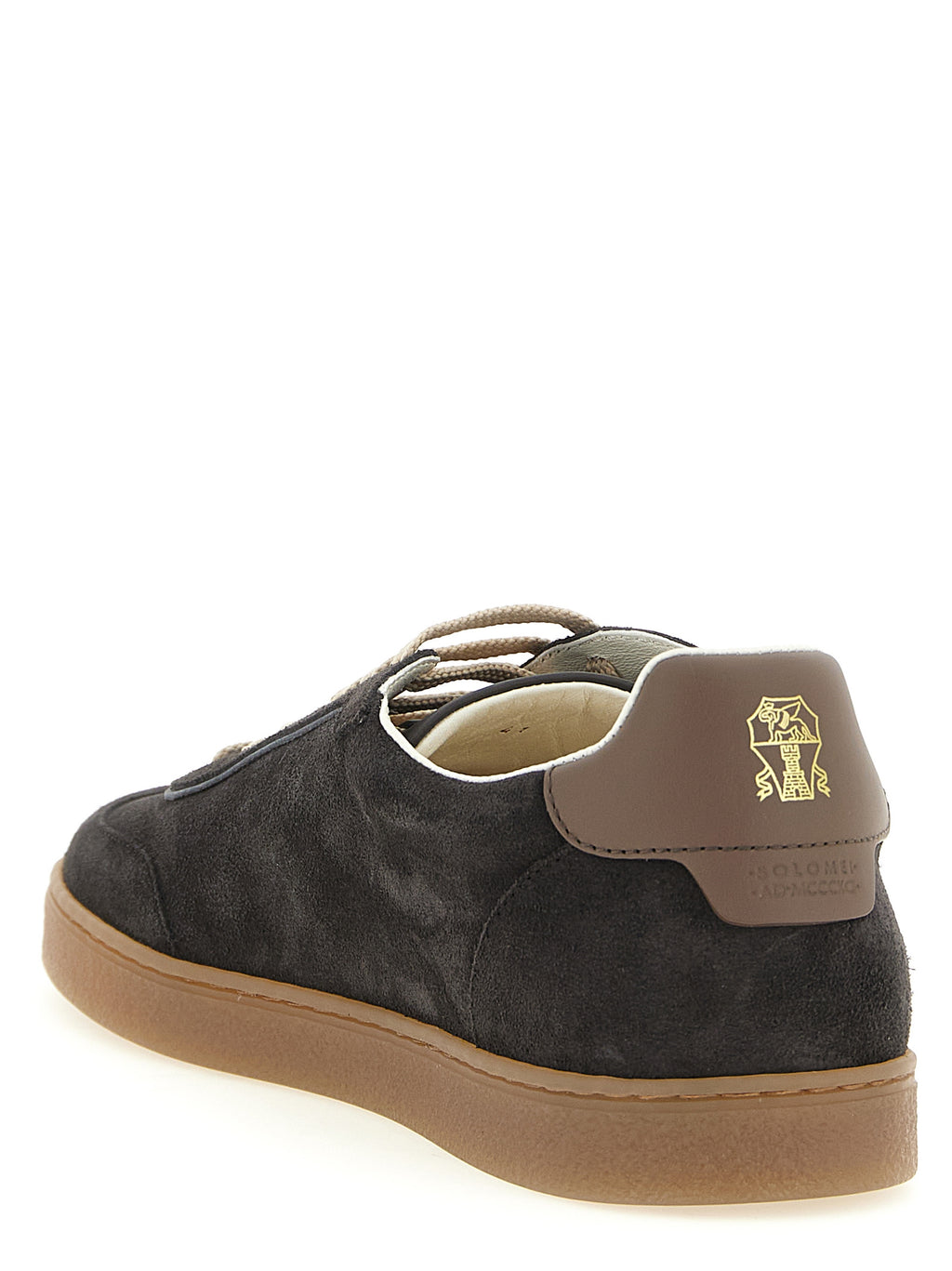 Graue Kalbsleder Low-Top-Sneaker