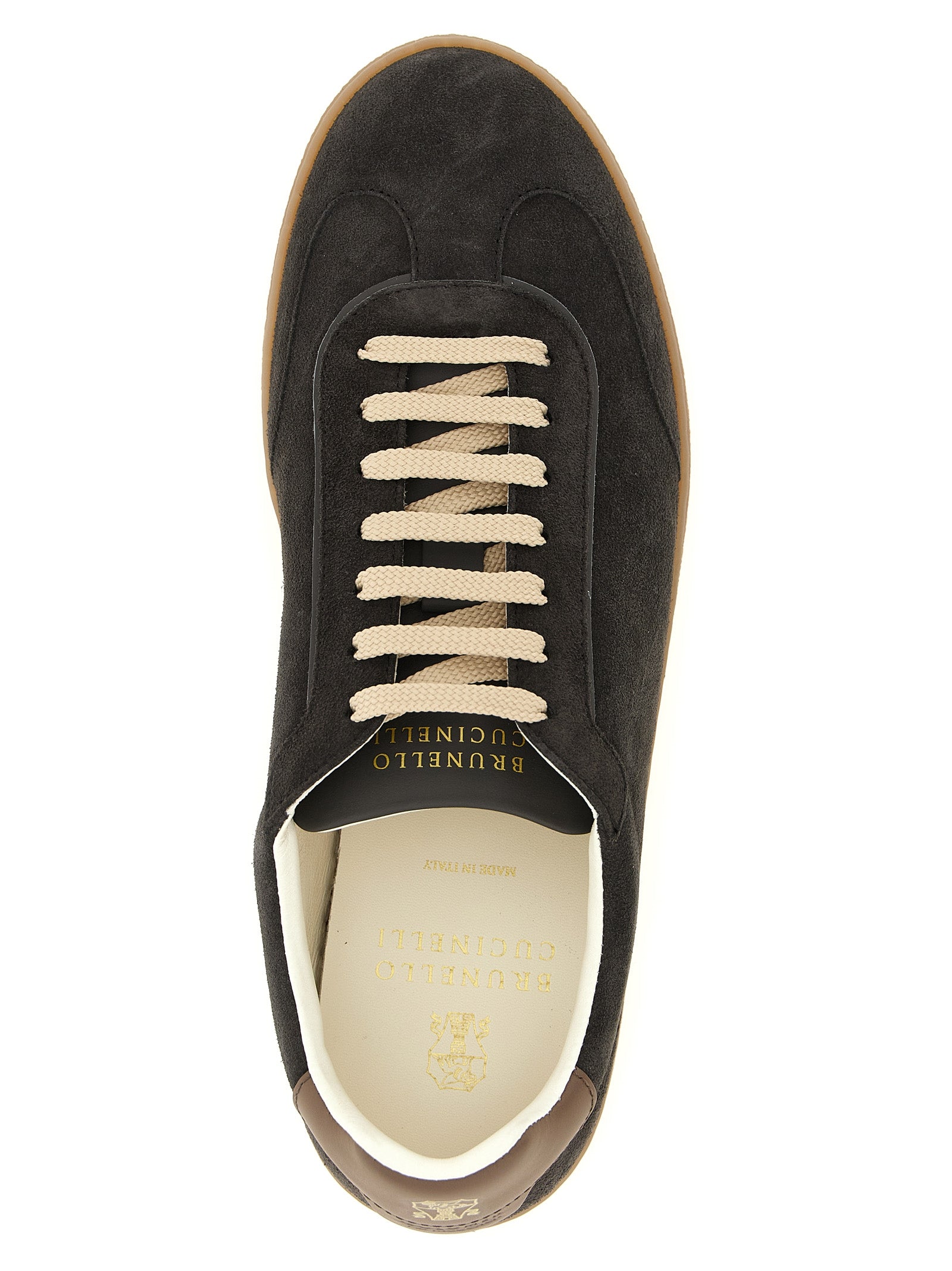 Graue Kalbsleder Low-Top-Sneaker