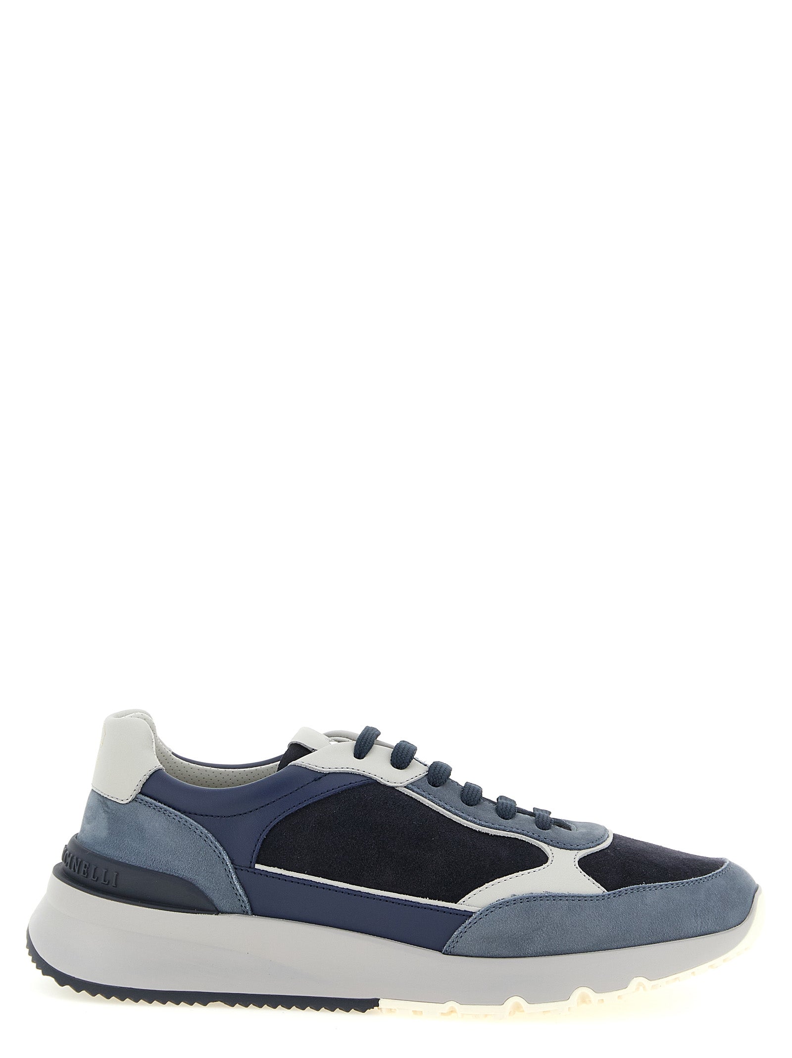 Blaue Sneaker aus Kalbsleder im Athletic-Stil