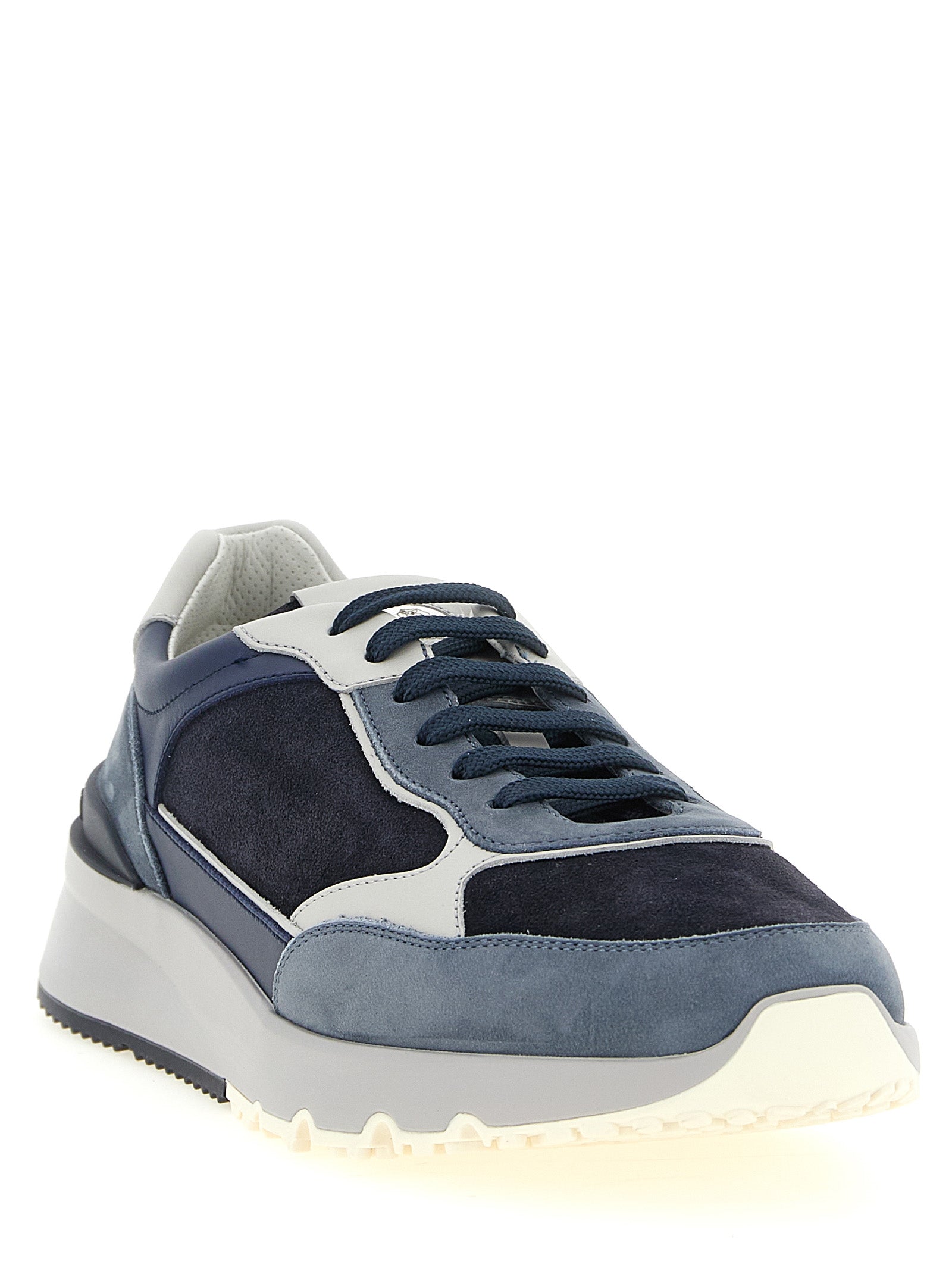 Blaue Sneaker aus Kalbsleder im Athletic-Stil