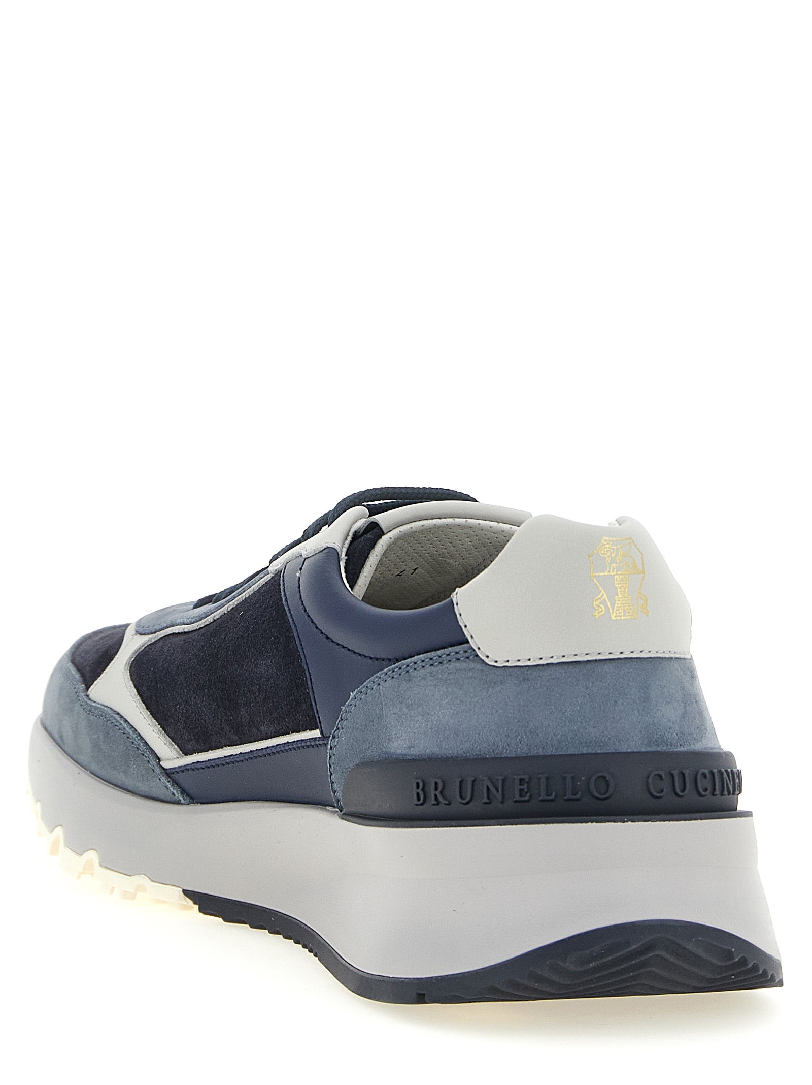 Blaue Sneaker aus Kalbsleder im Athletic-Stil