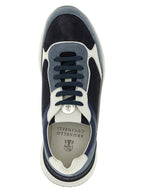 Blaue Sneaker aus Kalbsleder im Athletic-Stil