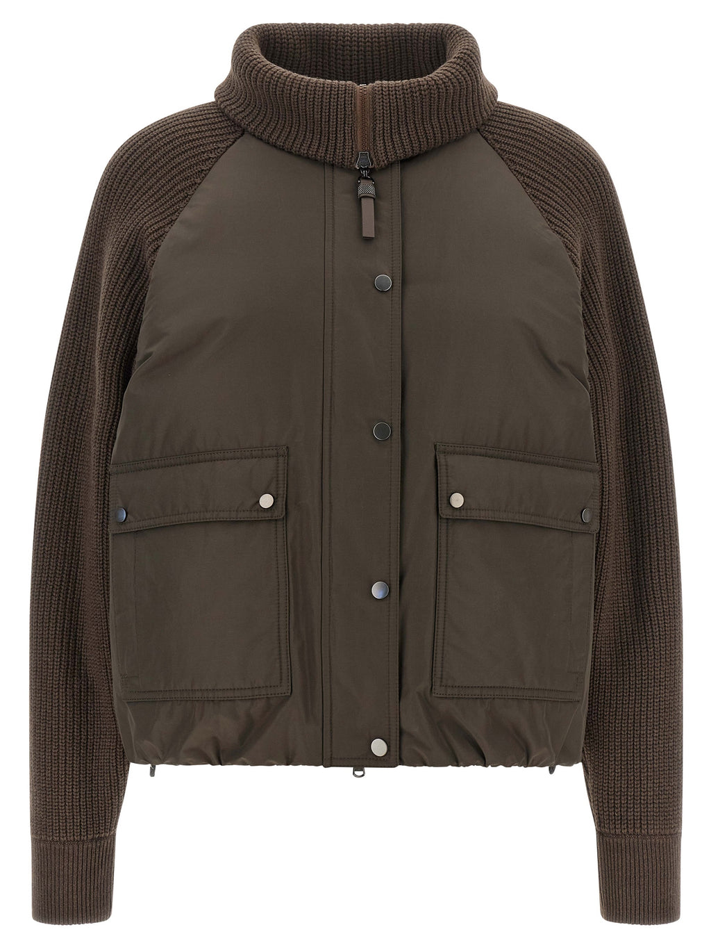 Braune Baumwolljacke in voller Länge