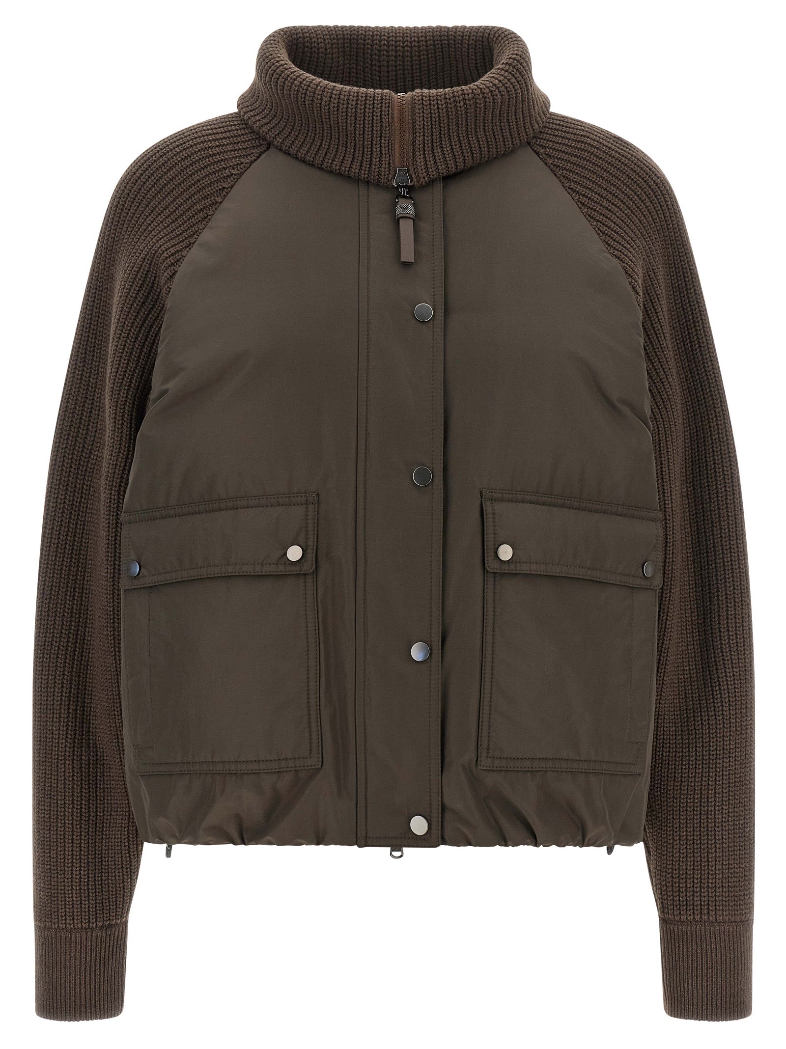 Braune Baumwolljacke in voller Länge