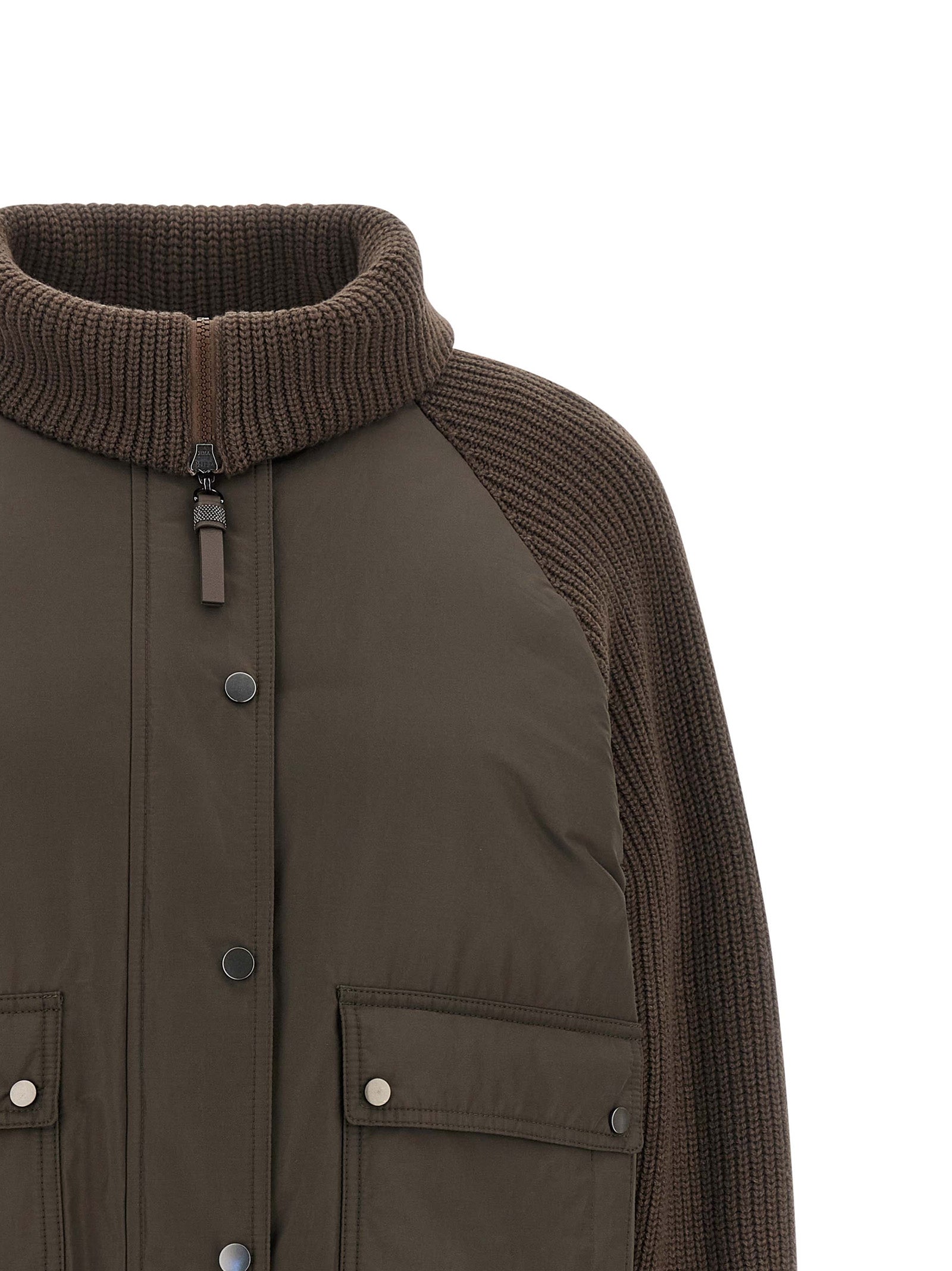 Braune Baumwolljacke in voller Länge