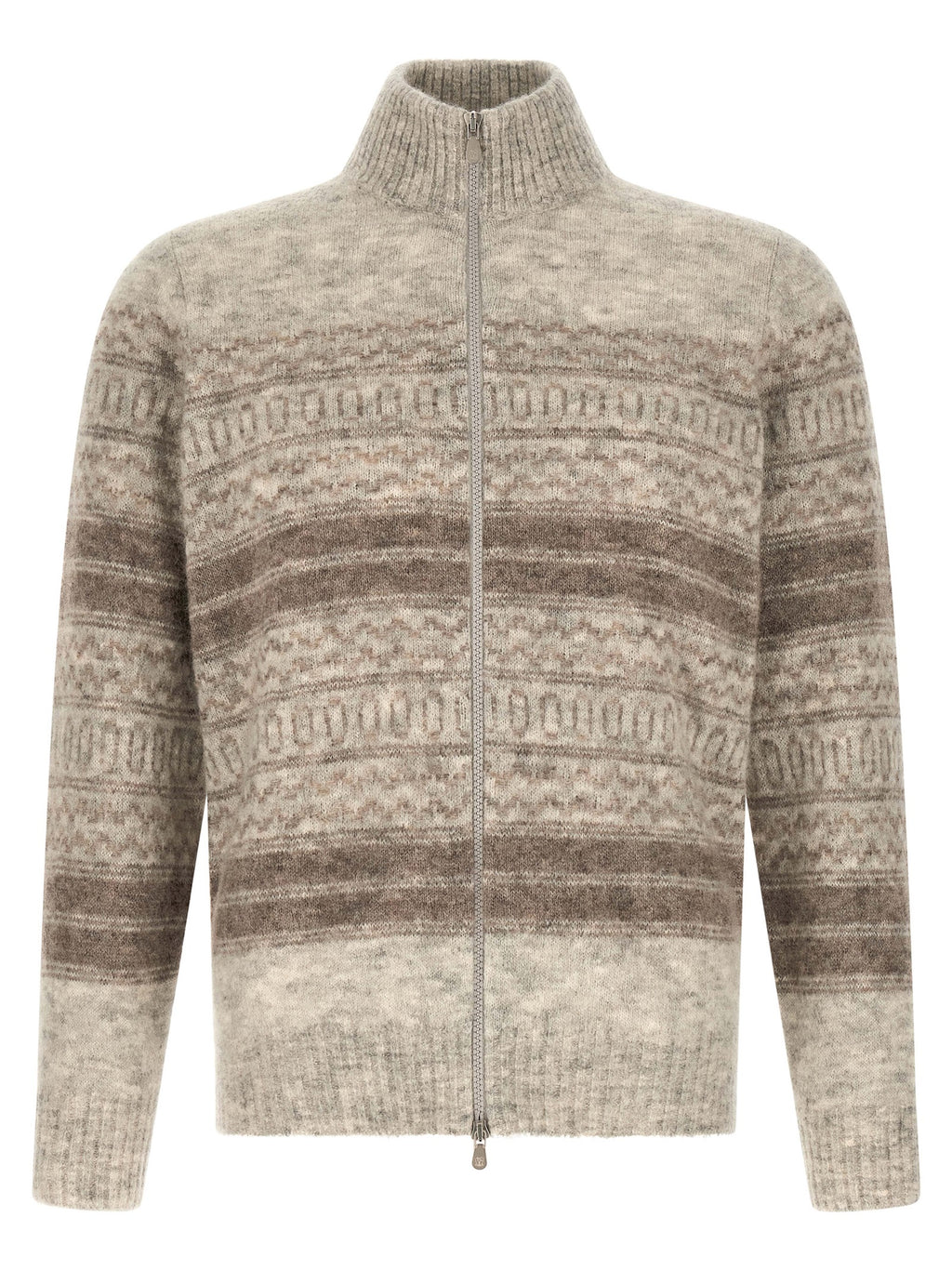 Beige Alpaka-Leder Cardigan