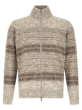 Beige Alpaka-Leder Cardigan