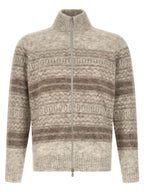 Beige Alpaka-Leder Cardigan