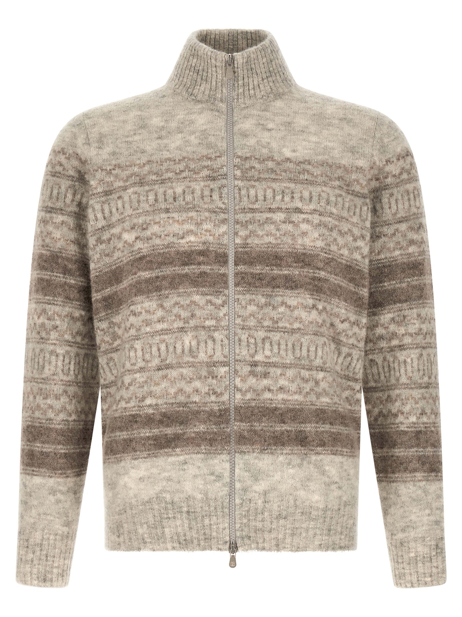 Beige Alpaka-Leder Cardigan