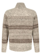 Beige Alpaka-Leder Cardigan