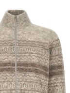 Beige Alpaka-Leder Cardigan