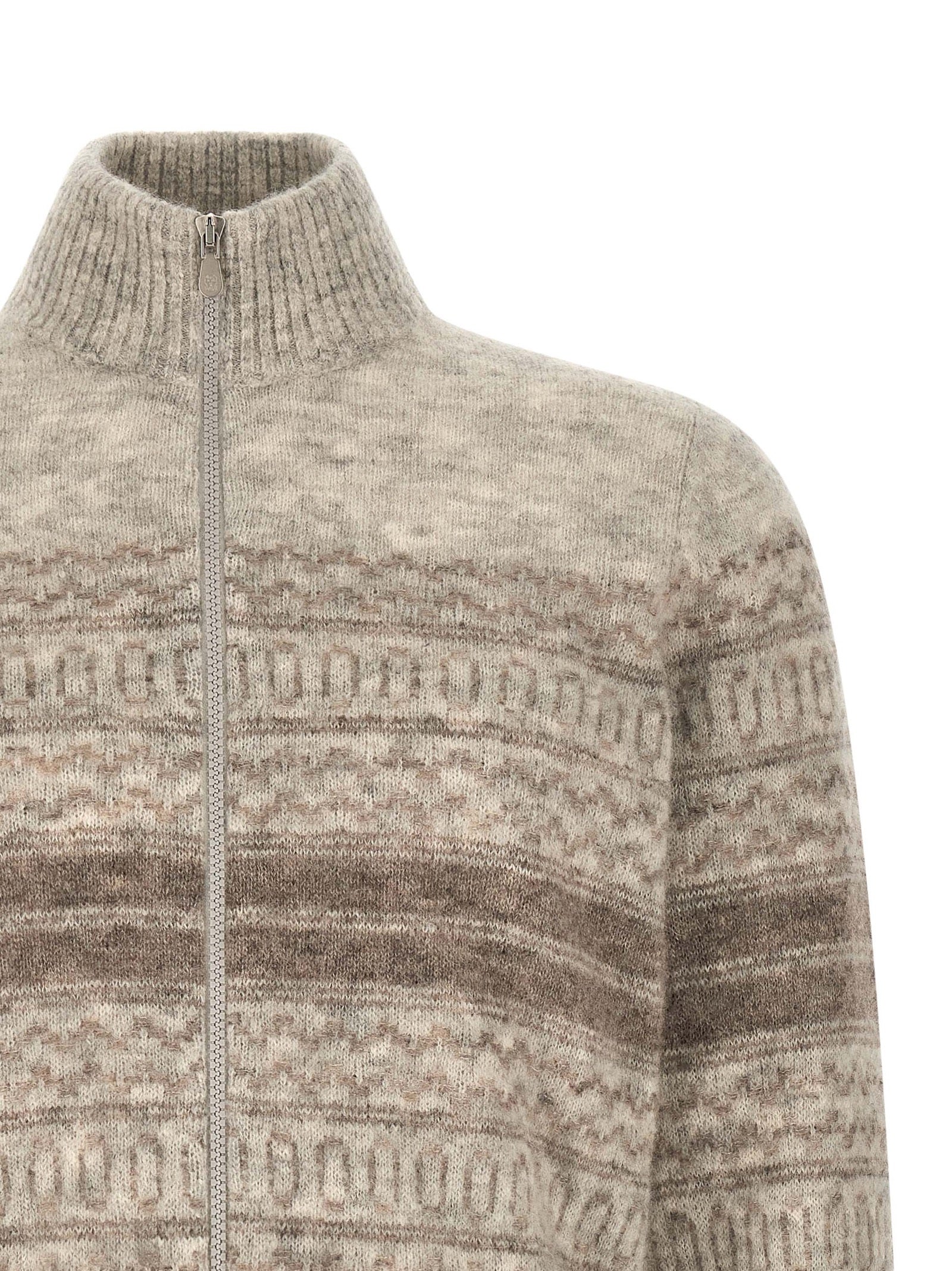 Beige Alpaka-Leder Cardigan