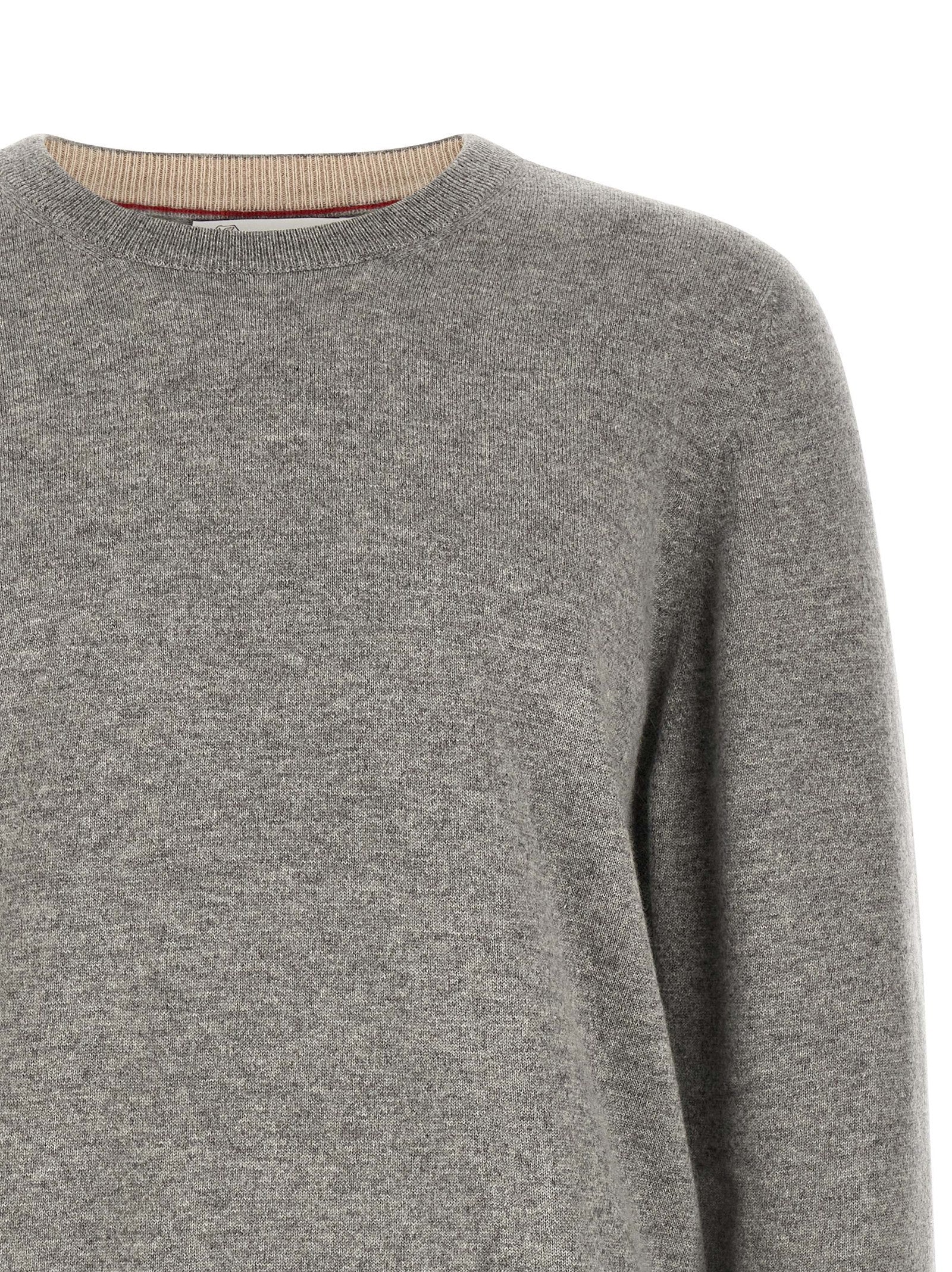 Grauer Kaschmir-Strickjacke