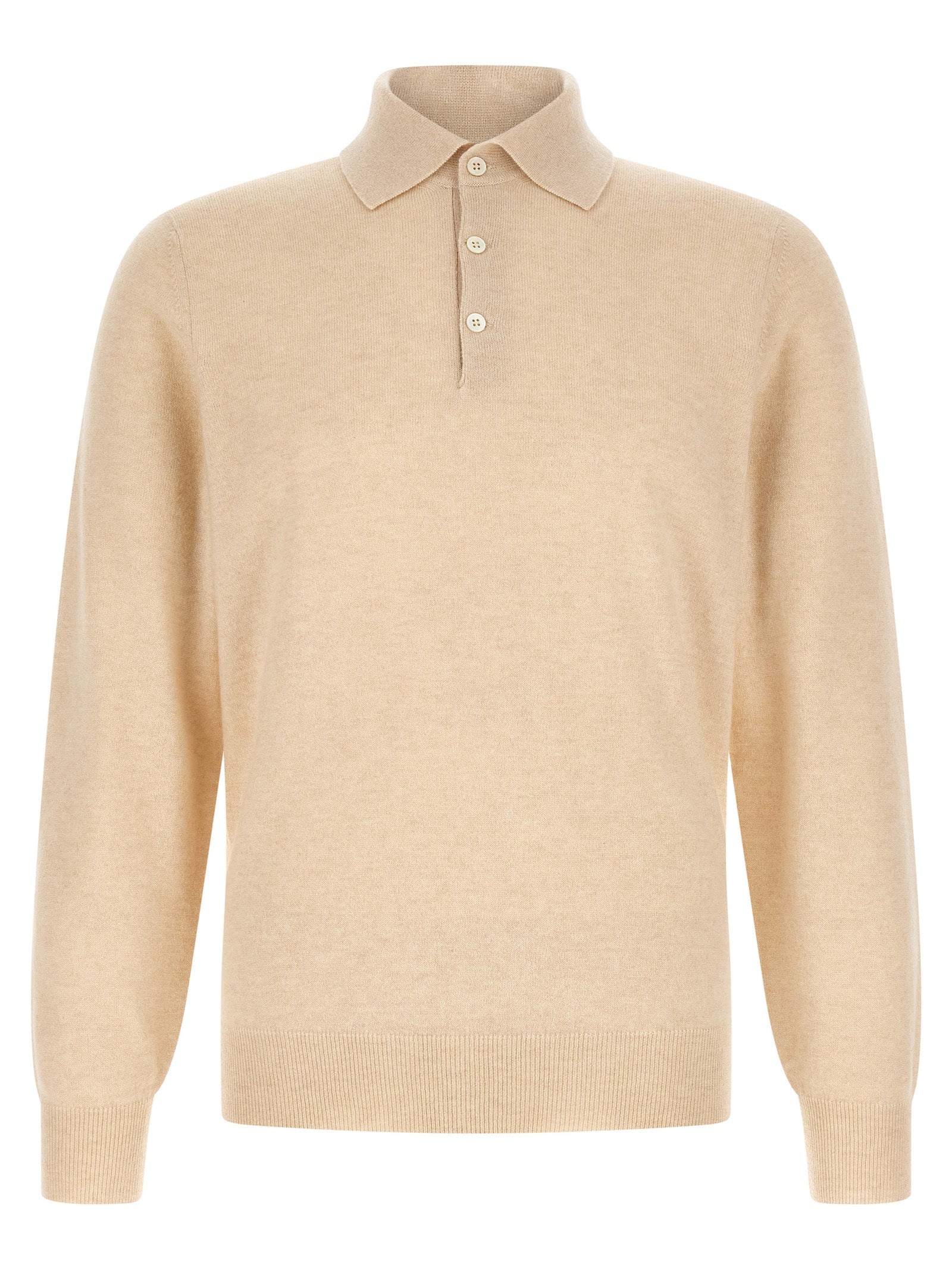 Beige Kaschmir-Poloshirt