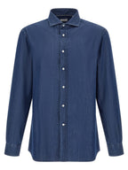 Blaue Baumwollbluse