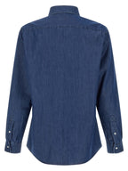 Blaue Baumwollbluse