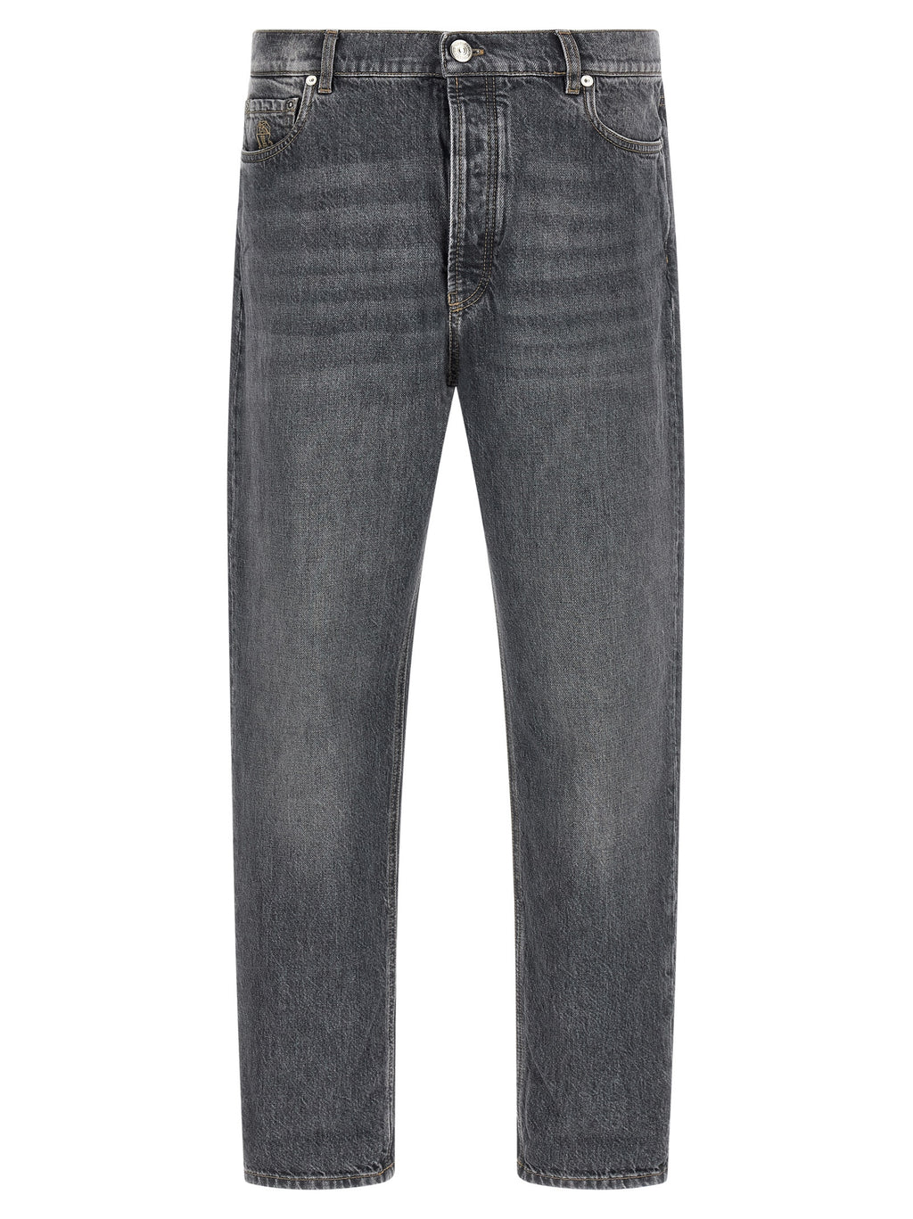 Graue Jeans aus Baumwolle im geraden Schnitt