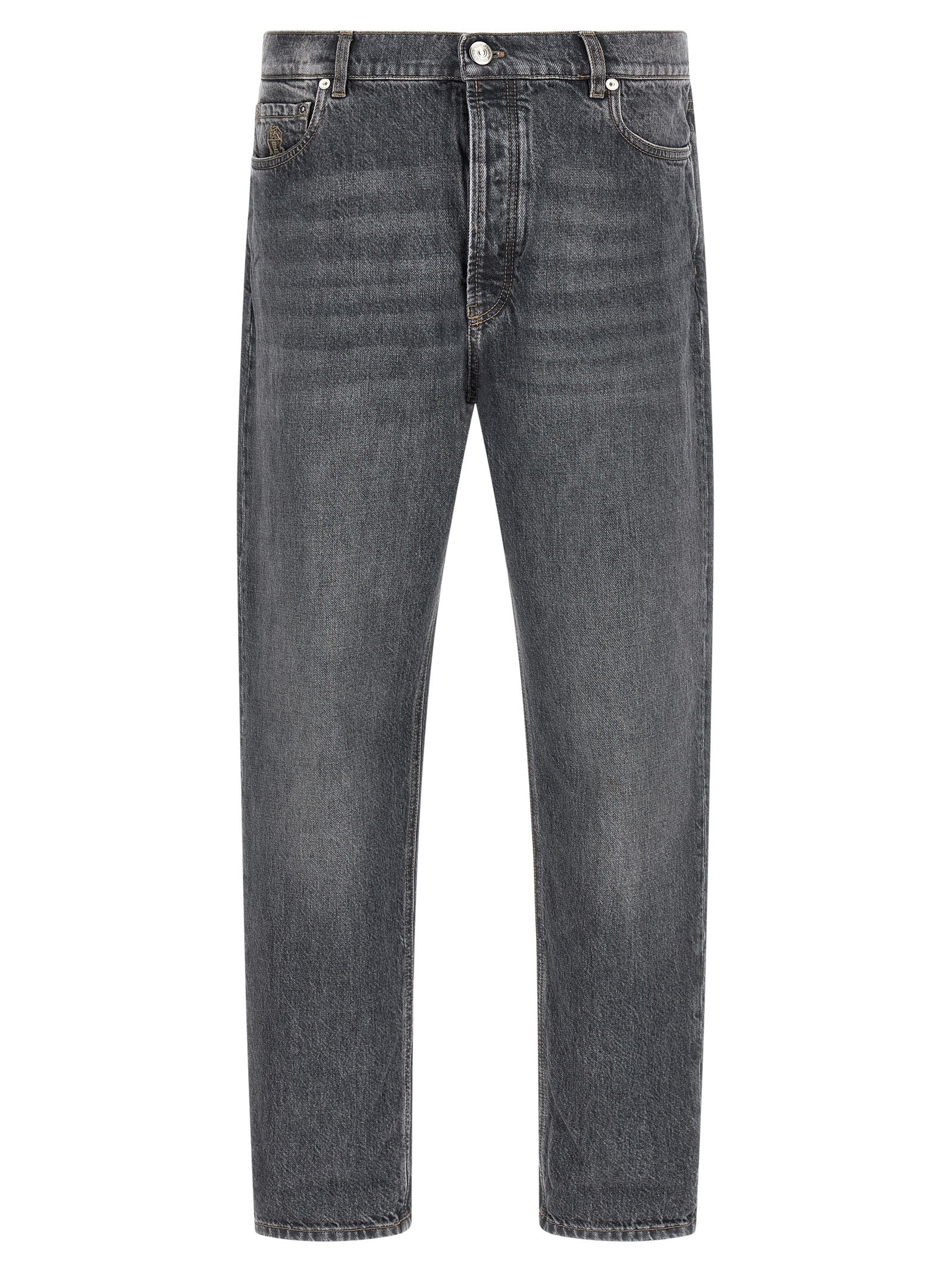 Graue Jeans aus Baumwolle im geraden Schnitt