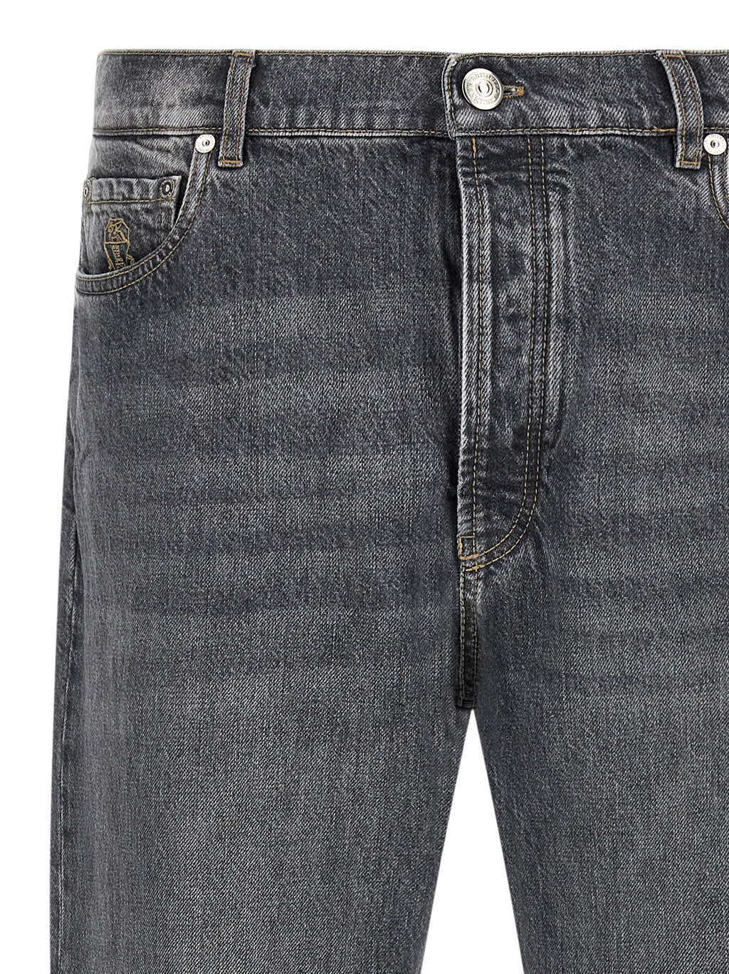 Graue Jeans aus Baumwolle im geraden Schnitt
