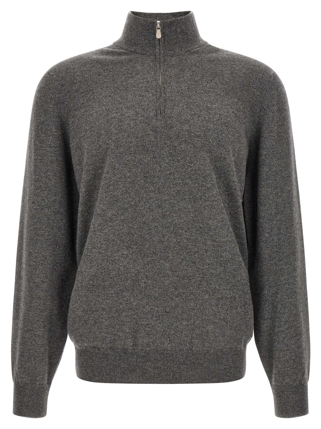 Grauer Kaschmir-Strickjacke