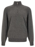 Grauer Kaschmir-Strickjacke
