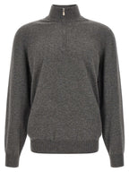 Grauer Kaschmir-Strickjacke