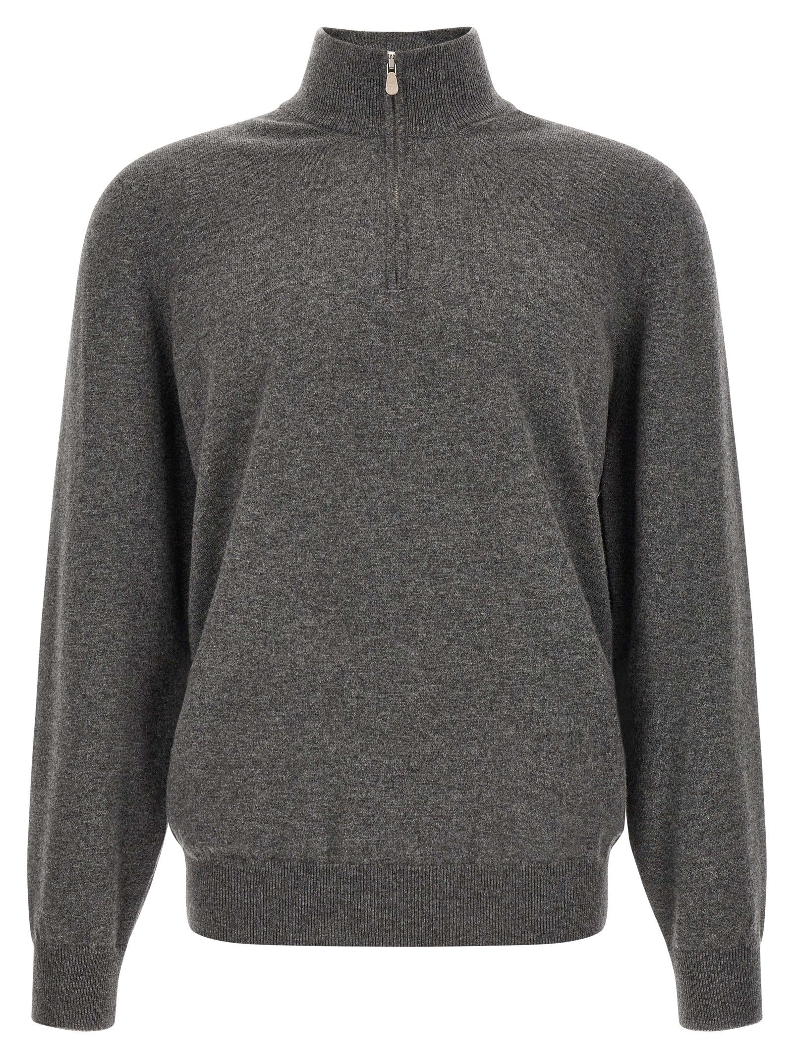 Grauer Kaschmir-Strickjacke
