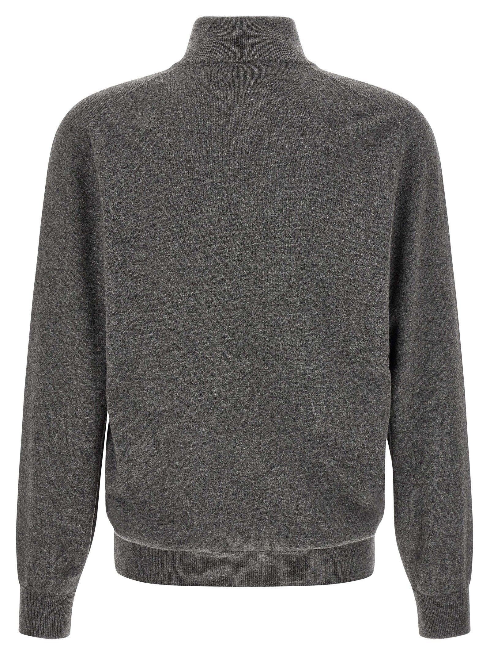 Grauer Kaschmir-Strickjacke