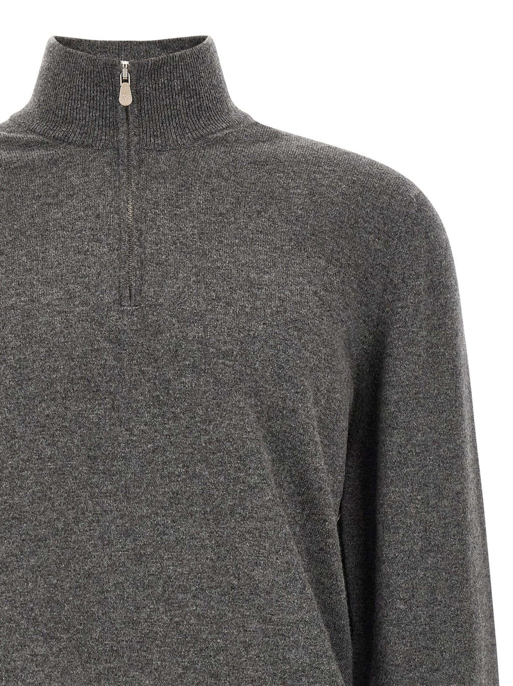 Grauer Kaschmir-Strickjacke
