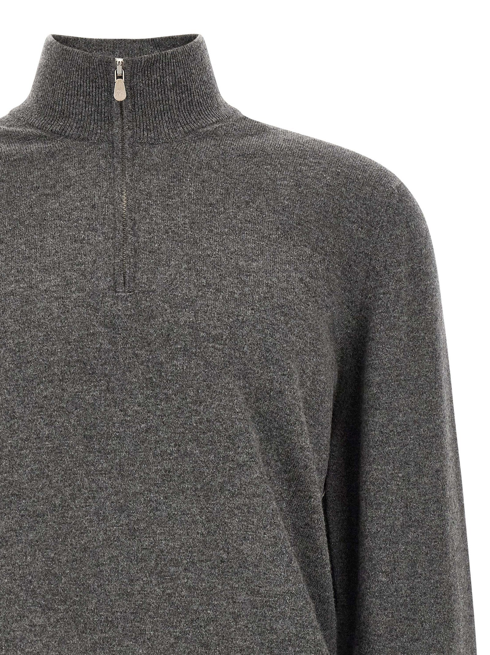 Grauer Kaschmir-Strickjacke