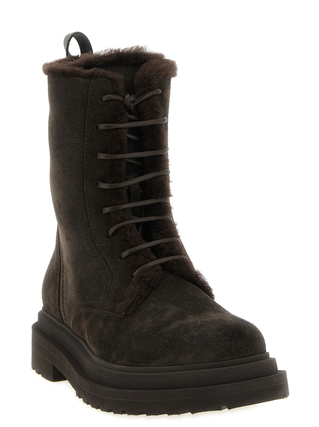 Braune Schnürstiefel aus Kalbsleder