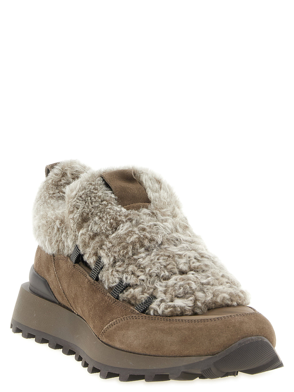 Braune Kalbsleder Chunky Sneaker