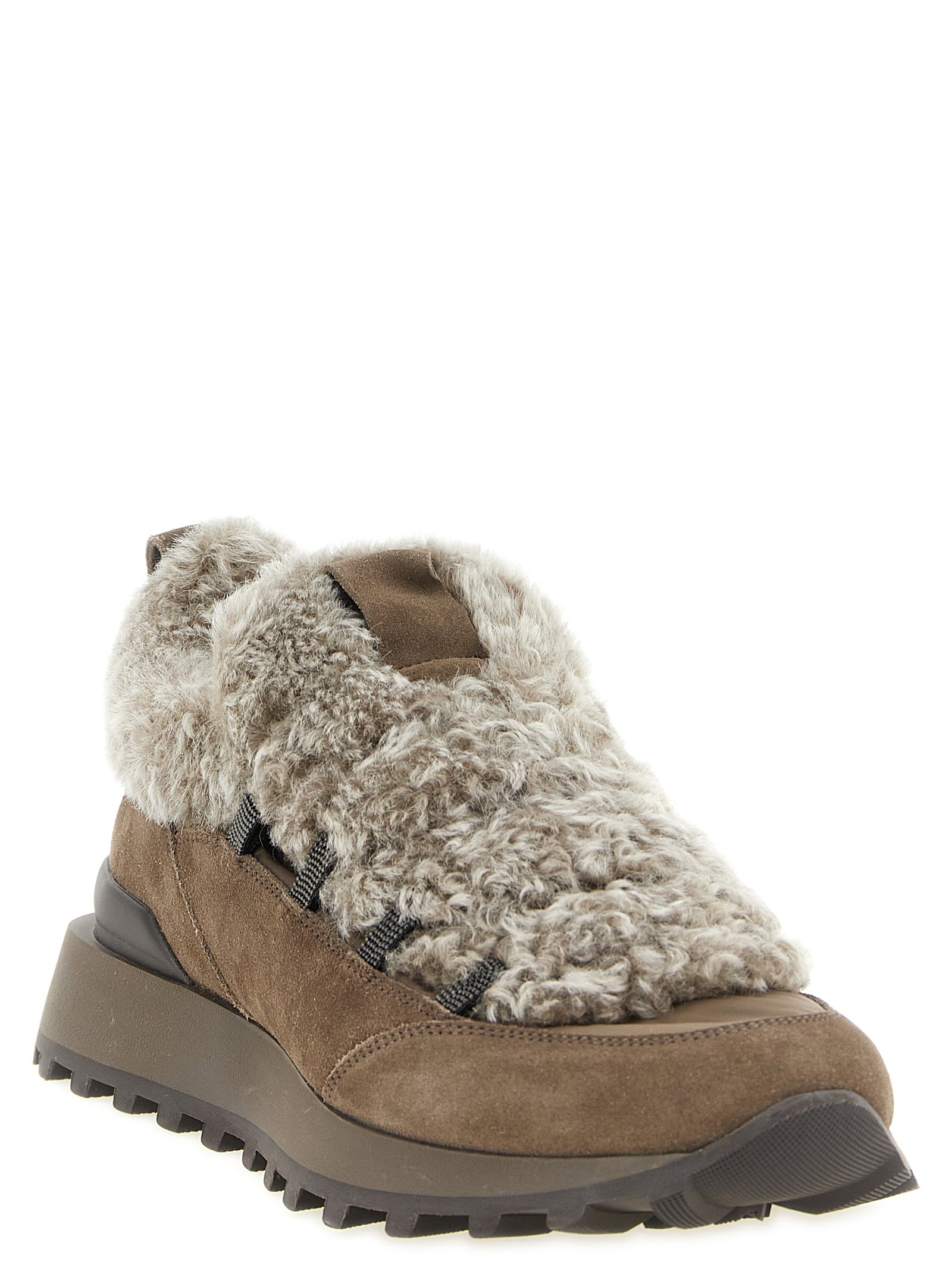 Braune Kalbsleder Chunky Sneaker