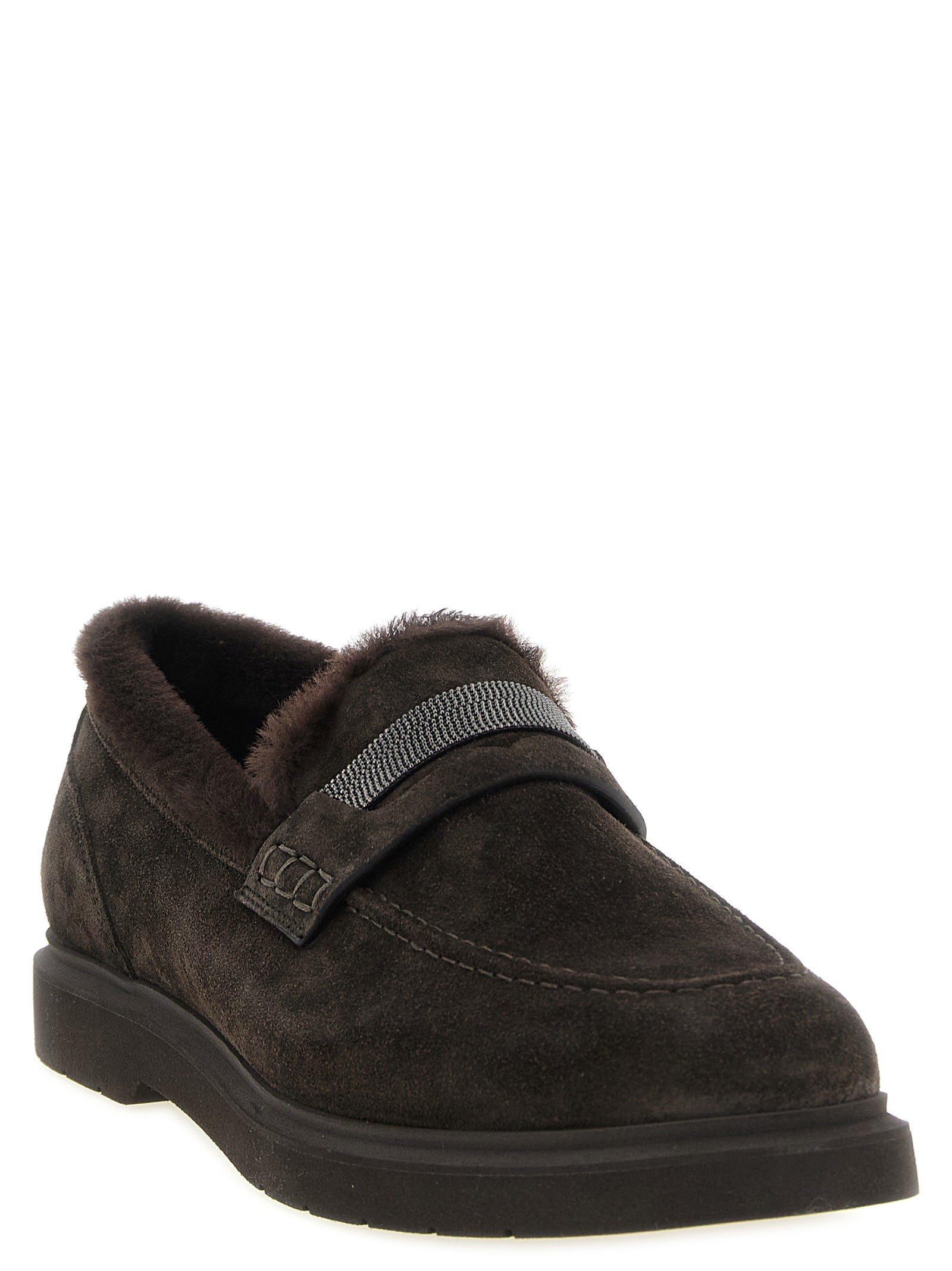 Braune Kalbsleder-Slipper