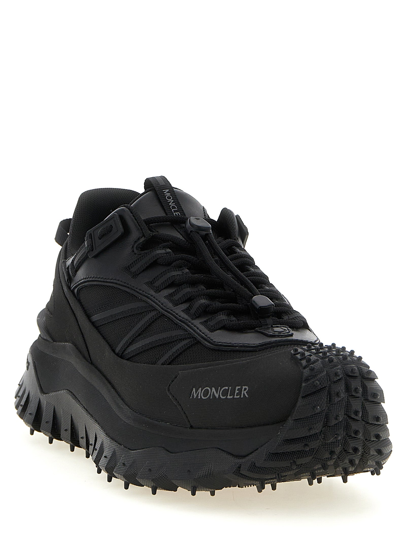 Schwarze Leder-Sneaker im Athletic-Stil