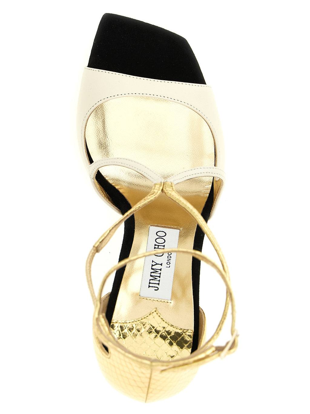 Mehrfarbige Ledersandalen mit Stilettoabsatz