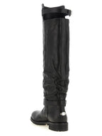 Schwarze Leder Overknee-Stiefel