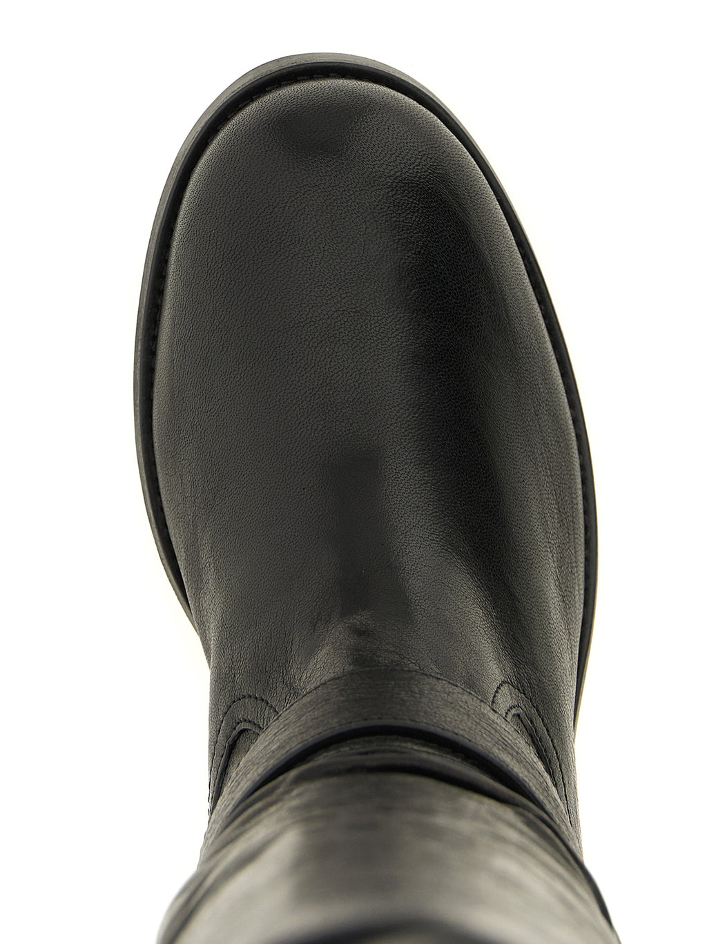 Schwarze Leder Overknee-Stiefel