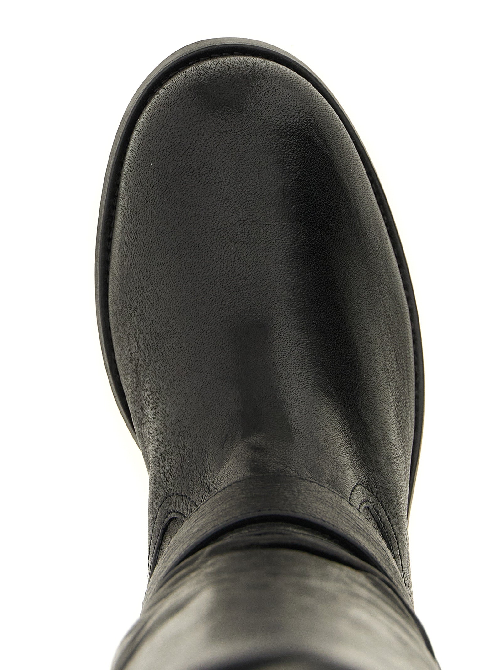 Schwarze Leder Overknee-Stiefel