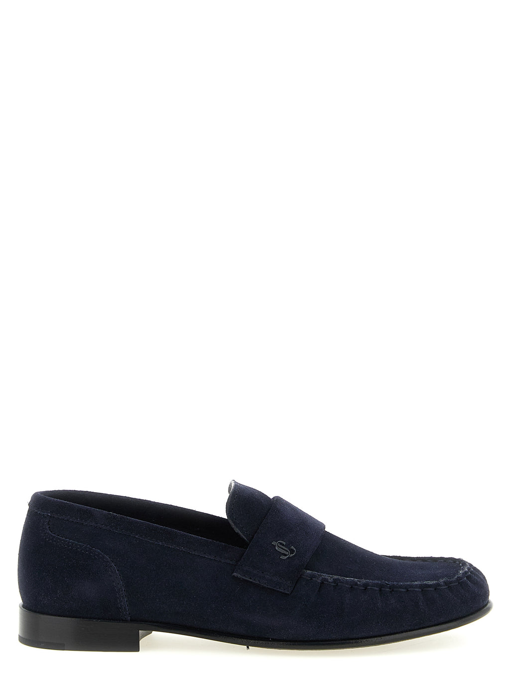 Blaue Loafer aus Leder zum Hineinschlüpfen