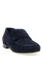 Blaue Loafer aus Leder zum Hineinschlüpfen