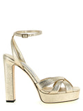 Stiletto-Sandalen aus goldenem Tencel