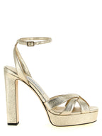 Stiletto-Sandalen aus goldenem Tencel